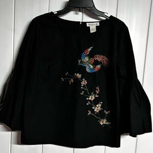 Jealous Tomato Black Blouse with Colorful Embroidery
